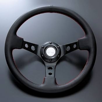 28パイ　レザー ステアリングホイール 3スポーク 黒 3bc7a6735b2000dd16c3d62d35f0b4